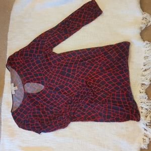 Michael Kors Red/Navy Animal Print Blouse